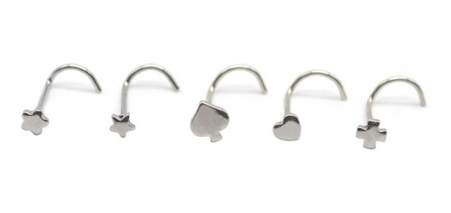 1pz Arete Piercing Nariz Poste Curvo Figura Acero Quirúrgico