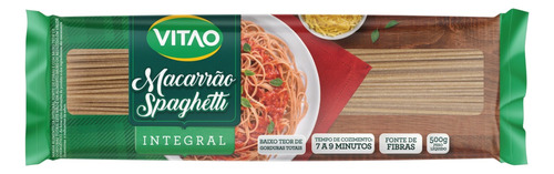 Macarrão de Trigo Integral Espaguete Vitao Pacote 500g