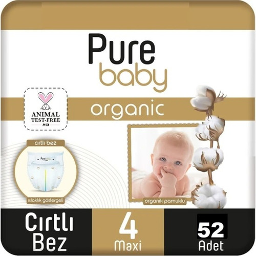 Pañales Pure Baby Organic 4 Maxi Talla L De 52 Unidades
