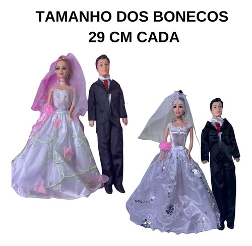 Boneca Bella Noiva Casamento Barlina + Noivo Vestido Lindo