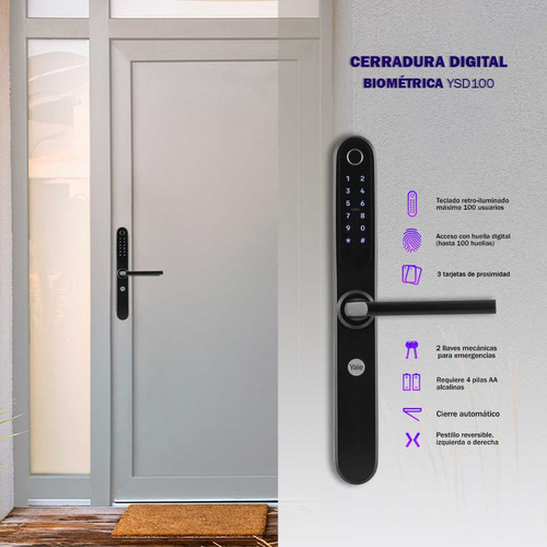 Cerradura Eléctrica Yale Ysd100 2885 Negro Con Hub Y Módulo. Negro