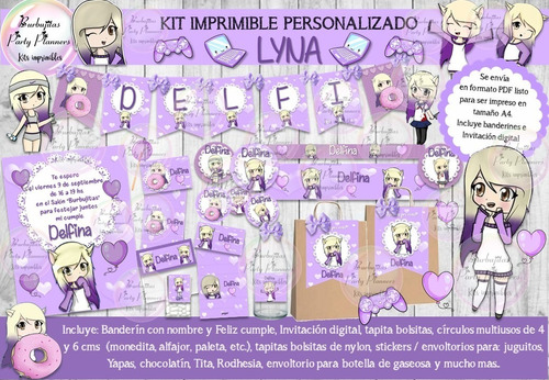 Kit Imprimible Candy Bar Lyna Youtuber Personalizado