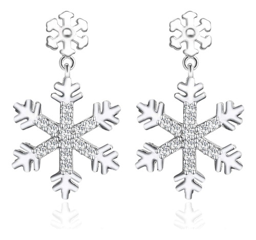 Pendientes De Plata De Ley Con Forma De Copo De Nieve, Con Y