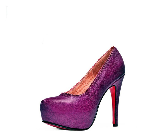 Stiletto Morado Zapato De Mujer Cuero Taco Fino | Drid Elois