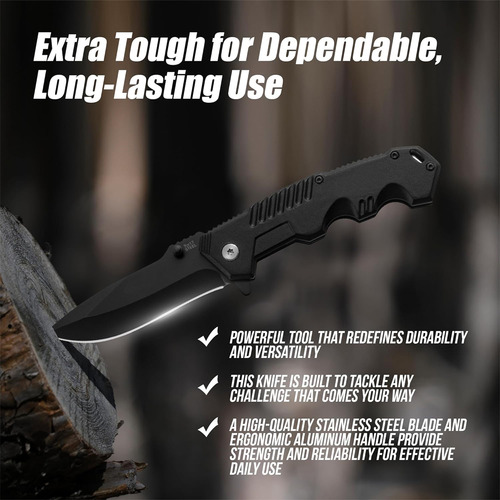 Cuchillo Táctico De Supervivencia Plegable Y Portátil Negro