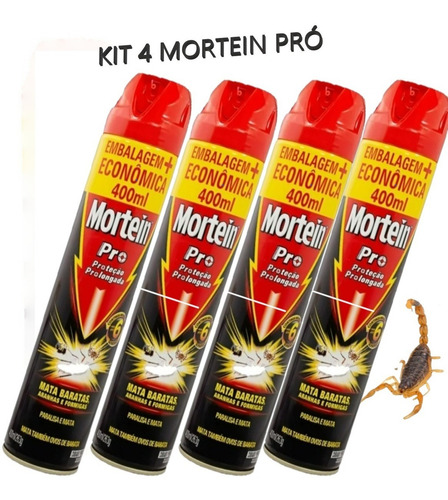 Kit 4 Mortein Combate Baratas, Escorpião Aranha E Pulgas