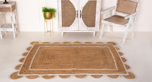 Alfombra Festoneada De Yute De 4 X 6, 5 X 8, 6 X 9 Pu...