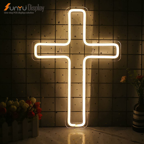 Letrero Led Neon En Acrilico De 3 Mm 40*49cm Cruz