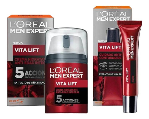 Pack Vitalift Men Expert Crema Hidratante - Roll On Ojos 