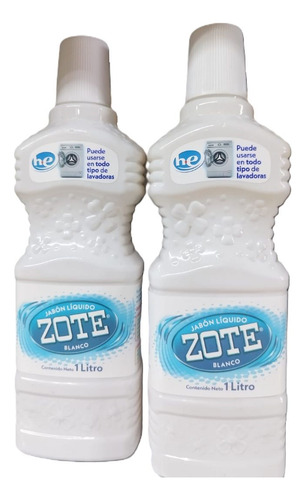 Detergente Liquido Zote Blanco 1 Lt Kit 2 Pzas Despensa