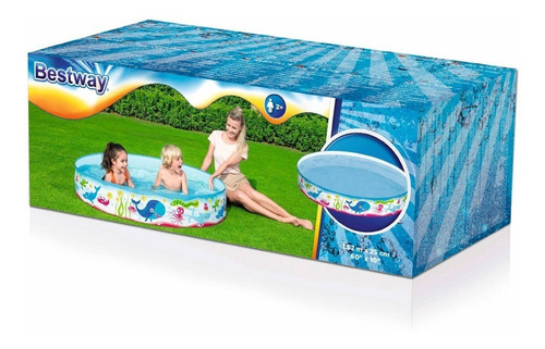 Pileta Rigida Redonda Bestway 55029 152cm X 25cm 435lts Pvc Color Blanco Y Rojo