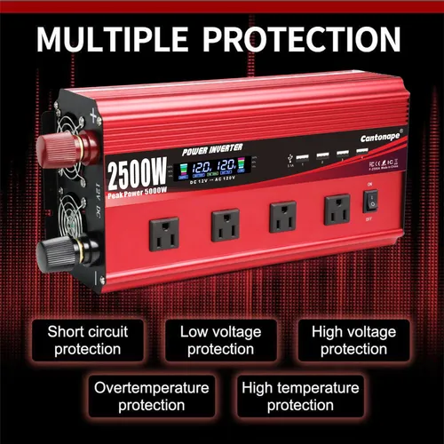 Inversor De Corriente 2500 W 12 V A 110 V Con Pantalla Lcd