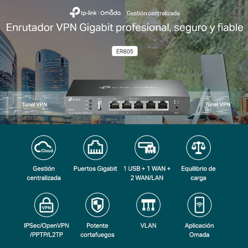 Imagen 3 de 10 de Router Vpn Multi-wan Gigabit Omada, Tp-link Er605