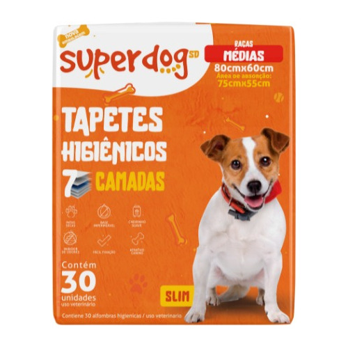 Tapetes Higiênicos Super Dog 80 X 60 Cm - Com 90 Unidades