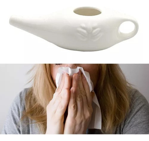 Olla Neti Cerámica For Limpieza De Nariz, 250ml, Para