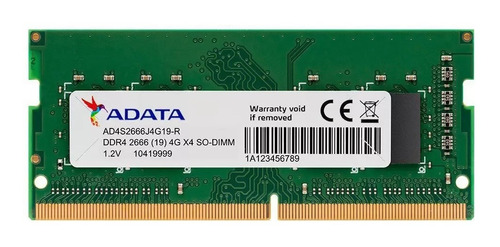 Memoria Ram So-dimm 8gb Adata Ddr4 2666 Pca4-21300 Tec