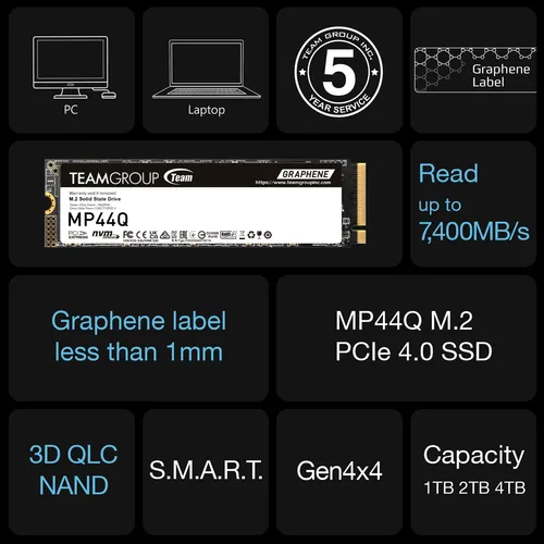 Teamgroup Ssd Mp44q 4tb Slc Cache Gen 4x4 M.2 2280 Pcie 4.0