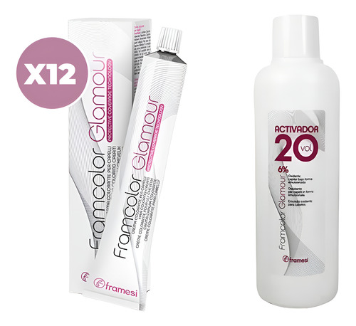 Framesi Tintura Glamour X 12 Un + Activador A Eleccion Todos