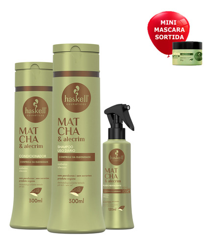Haskell Matcha Kit Completo 300ml Redução De Oleosidade