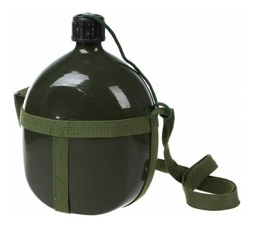 Cantimplora Con Correa Verde Militar Campamento 1 Litro