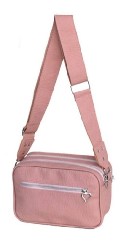 Cartera Rosa Morral Bandolera Mujer Eco Cuero Pu Moderna