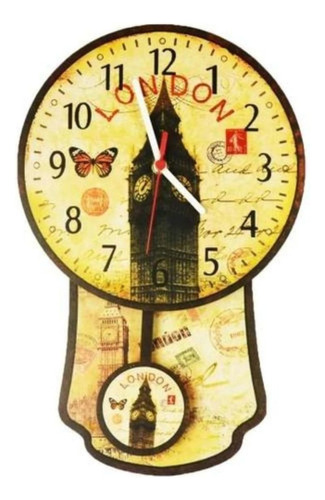 Relógio De Parede Com Pêndulo Londres Com Base Fundo