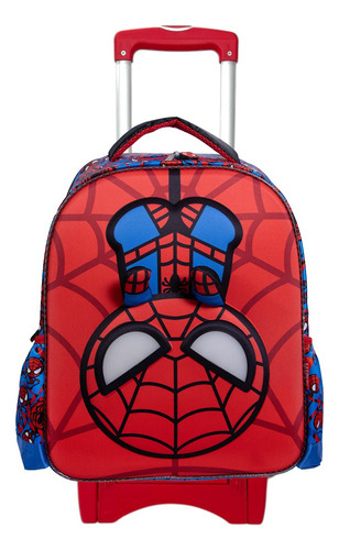 Mochila Spiderman Con Luz Original Ruz Primaria Con Ruedas Rojo Liso