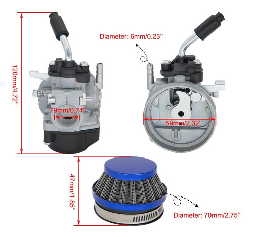 Carburador Tiempo Filtro Aire Para Cc Motor Motorizado Color