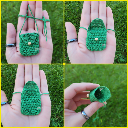 Colar Bolsinha Patuá Em Crochê - Cor Verde Trevo Verde Trevo