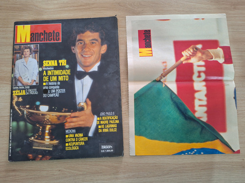 Revista Manchete 2064 Ano 1991 Ayrton Senna C Pôster Kennedy (Usado)