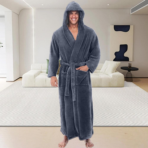 Albornoz Con Capucha Para Hombre, Bata De Franela, Bata De B