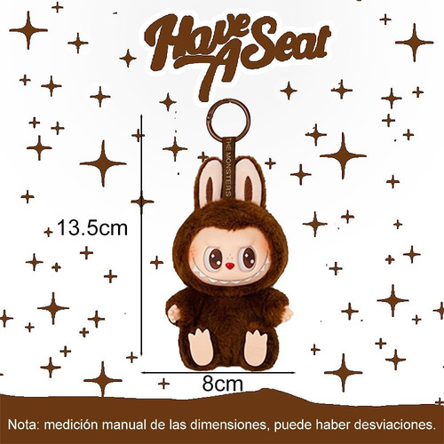 Para Labubu Macaron Monsters Vinilo Peluche Llavero 2,marrón