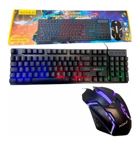 Teclado Y Mouse Gamer Aoas M-300 Negro Retroiluminado 