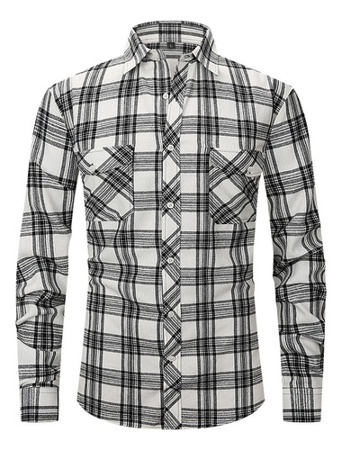 Camisa Slim Fit Manga Larga Para Hombre Casual J