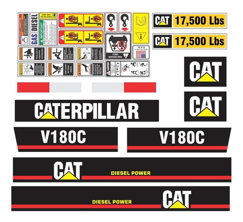 Calcomanías Para Caterpillar Montacargas V180c 17500 Lbs