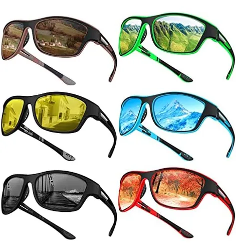 Gafas de sol polarizadas para hombre con lentes rectangulares sin reflejos