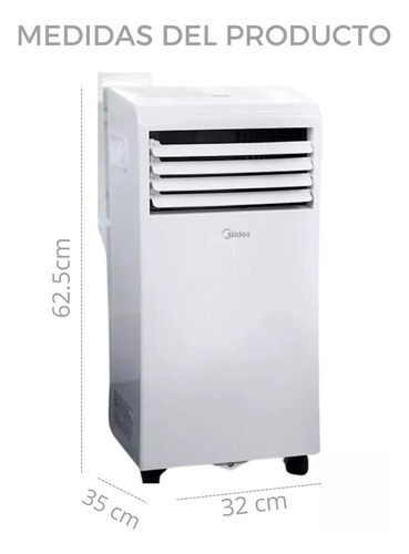 Aire Acondicionado Portatil Midea 3 En 1 Frio 5,000 Btu Color Blanco