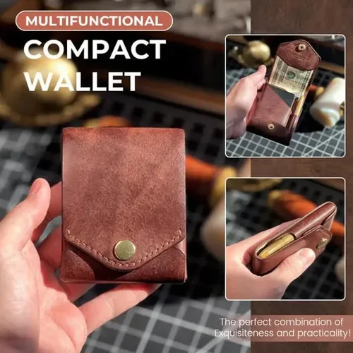 小物 Leather Tracker Wallet Bicolor Handmade Multifunctional Compact Wallet, Handmade Leather &zz01