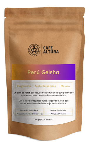 Café En Grano Perú Geisha. Café Altura - 200 Gr