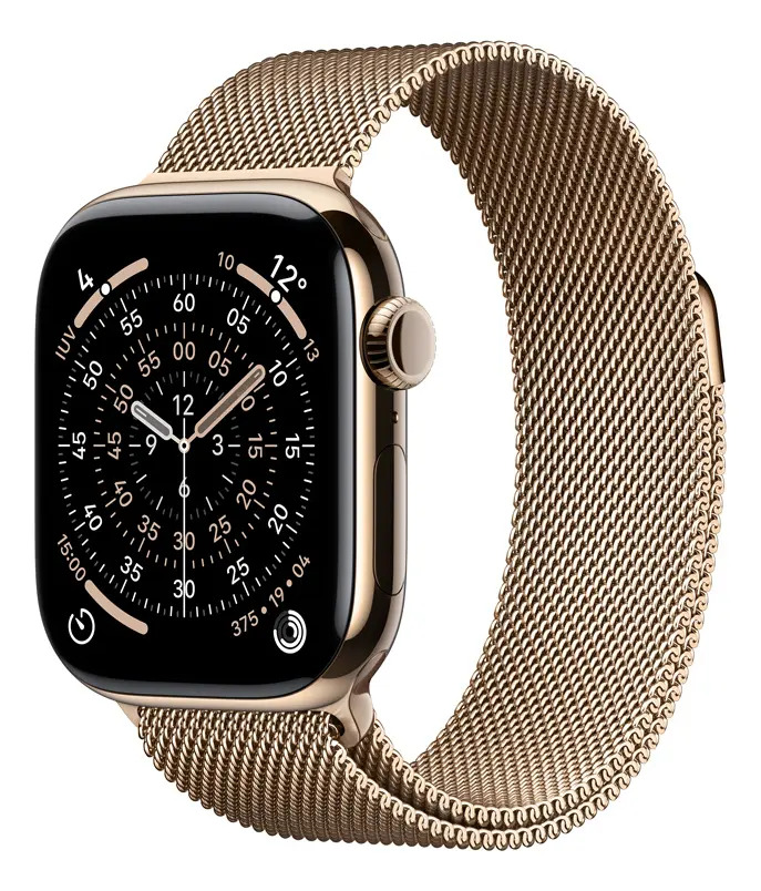 Apple Watch Series 11 GPS + Cellular - Caixa dourada de titânio – 42 mm - Pulseira dourada estilo milanês