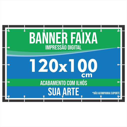 Banner Personalizado Lona 120x100 Cm Completo Com Ilhós