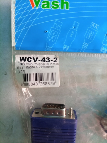 Imagen 4 de 6 de Cable Vga Wash P/conectar 2 Monitores (a Macho A 2 Hembra)