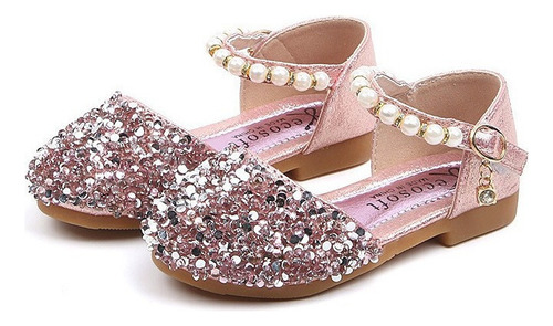 Zapatos De Princesa De Niña Con Lentejuelas Y Perlas