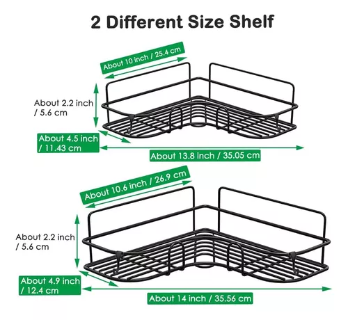 Organizador de Baño Adhesivo Repisa de Ducha con Ganchos Set x2