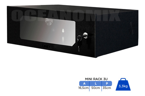 Mini Rack Parede Padrão 19 3u X 350mm Preto Rede Lan Utp