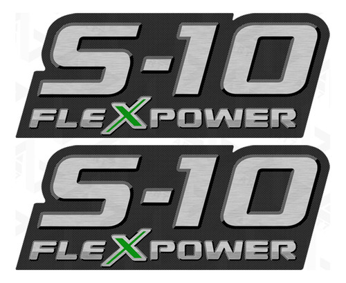 Kit Adesivo S10 S-10 Flexpower Verde + Faixa Chevrolet Prata
