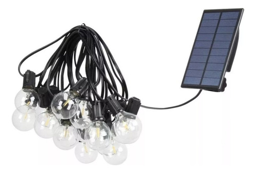 Luz Solar Exterior Led Guirnalda 25 Focos 15 Metros Control Color Negro