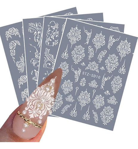 Flores Nail Art Stickers Calcomanías 5d Hollow Exquisita 4 H