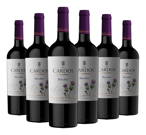 Vino Los Cardos Malbec 6x750cc Caja X6 Doña Paula Mendoza