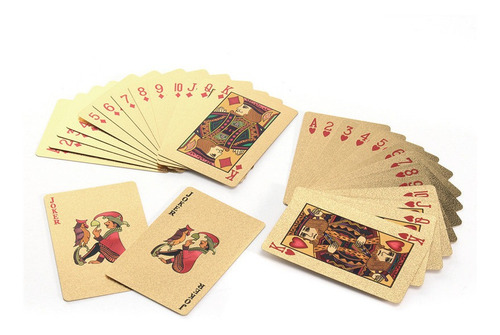 Cartas De Póquer Chapadas En Oro Con Caja De Madera Para Fie